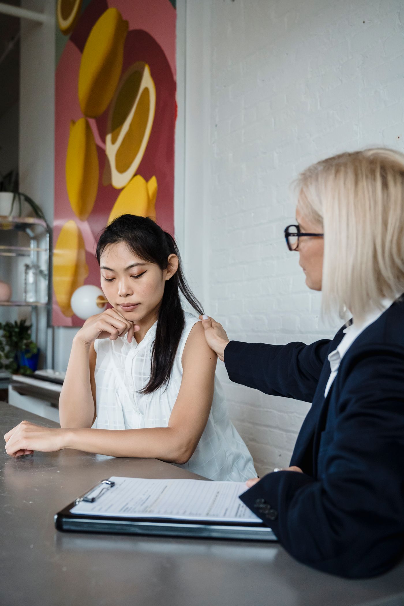 A supportive conversation in a counseling setting