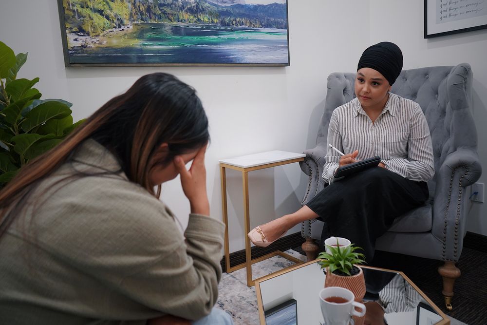 A counselor listening attentively